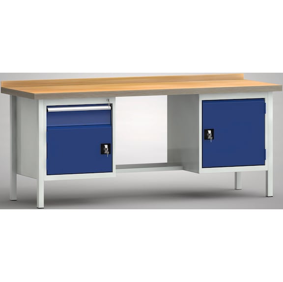 KLW Ergo-Profi workbench 2000x700x905 back board, 2 housings 2 doors, 1 drawer - Workbench