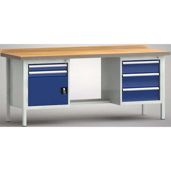 KLW Professional workbench 2 Housing 1 door, 5 drawers WP202N-2000M45-E2070 - Workbench