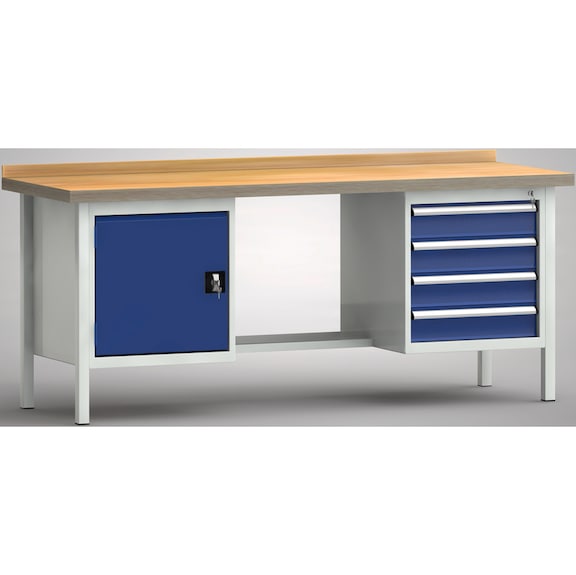 KLW Professional workbench 2 Housing 1 door, 4 drawers WP202N-2000M45-E7046 - Workbench