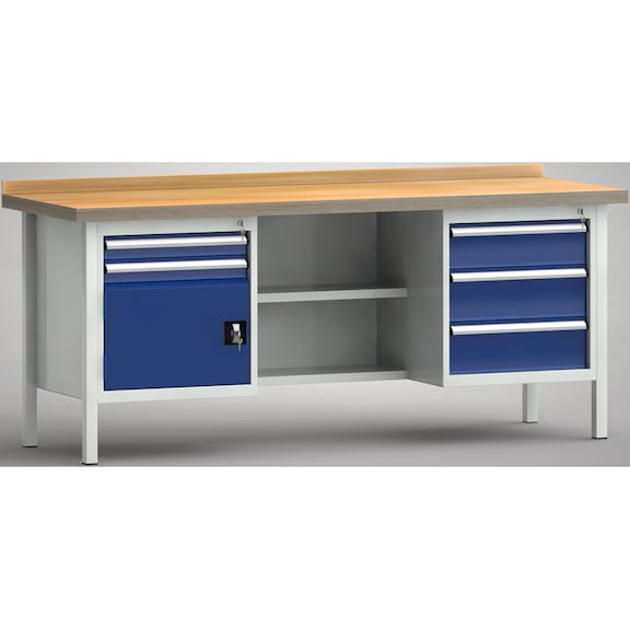 KLW Ergo-Profi workbench 2 housing 1 door, 5 drawers WP210E-2000M45-E2070 - Workbench