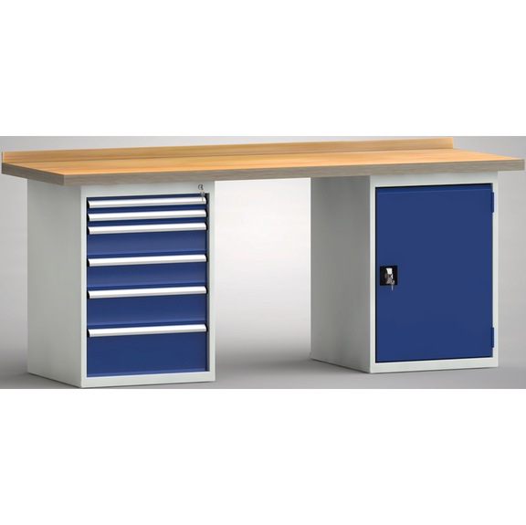 KLW Standard workbench Housing 1 door, 6 drawers WS215N-2000M40-E7026 - Workbench