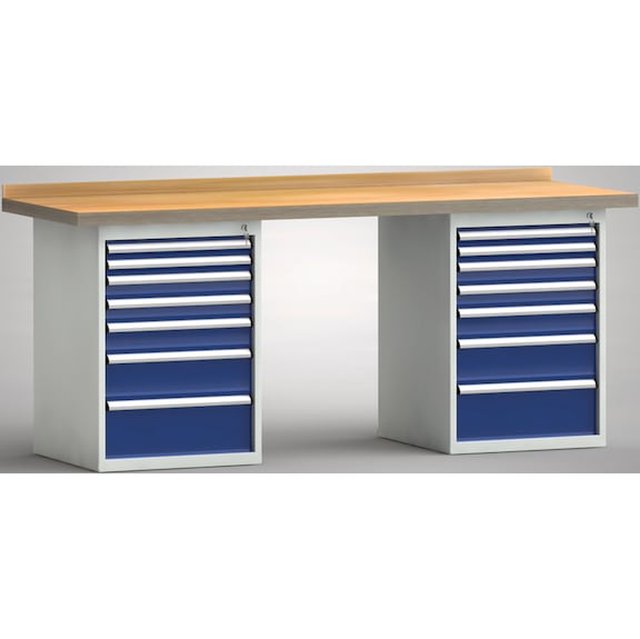 KLW Ergo-Profi workbench 2 enclosures 1 door, 6 drawers WP215E-2000M45-E7027 - Workbench