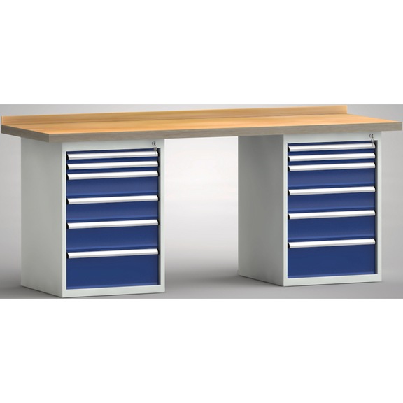 KLW Ergo standard workbench 2000x700x900 2 cabinets 12 drawers - Workbench