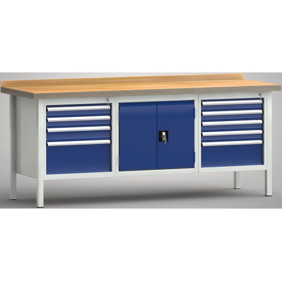 KLW Ergo-Profi workbench 1 back board, 3 housings 9 drawers WP239E-2000M45-E7010 - Workbench