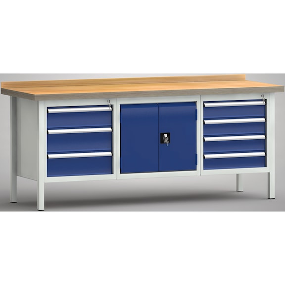 KLW Standard workbench 2000x700x840 3 cabinets 7 drawers - Workbench