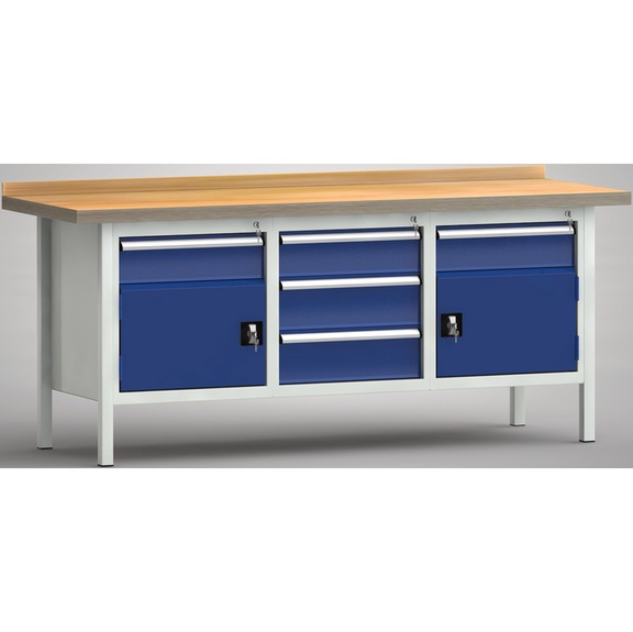 KLW Ergo professional workbench 3 housings 2 doors, 5 drawers WP247E-2000M45-E7025 - Workbench