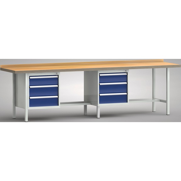 KLW Ergo-Profi workbench 1 back board, 2 housings 6 drawers WP368E-3000M45-E1631 - Workbench