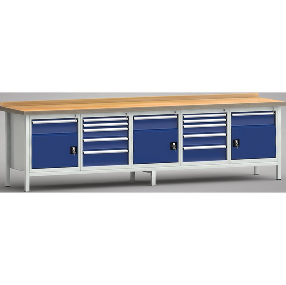 KLW Ergo standard workbench 3000x700x900 Housing 3 doors, 12 drawers - Workbench