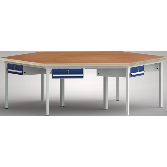 KLW Standard-Werkbank 6-Eck mit 6 Gehäuse und 6 Schubladen WS600N-1350M40-E7001 - Werkbank