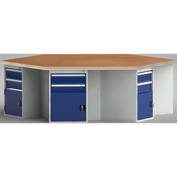 KLW Ergo workbench 6-corner with 6 doors and 12 drawers WP620E-1350M45-E8006 - Workbench