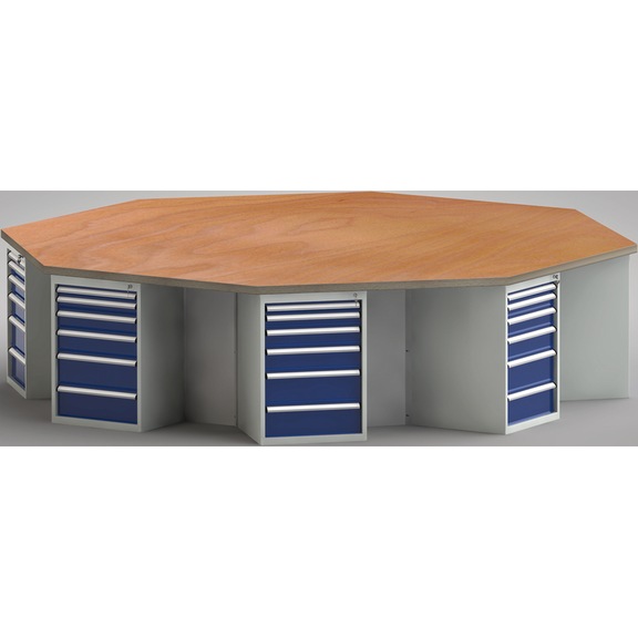 KLW 8-corner workbench with 8 cabinets and 48 drawers WP670N-1350M45-E0001 - Workbench