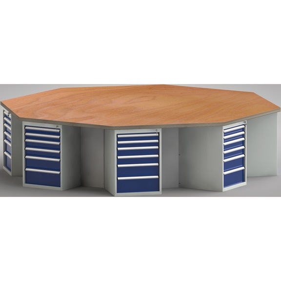 KLW Ergo workbench 8-corner with 8 housings and 48 drawers WP670E-1350M45-E8003 - Workbench