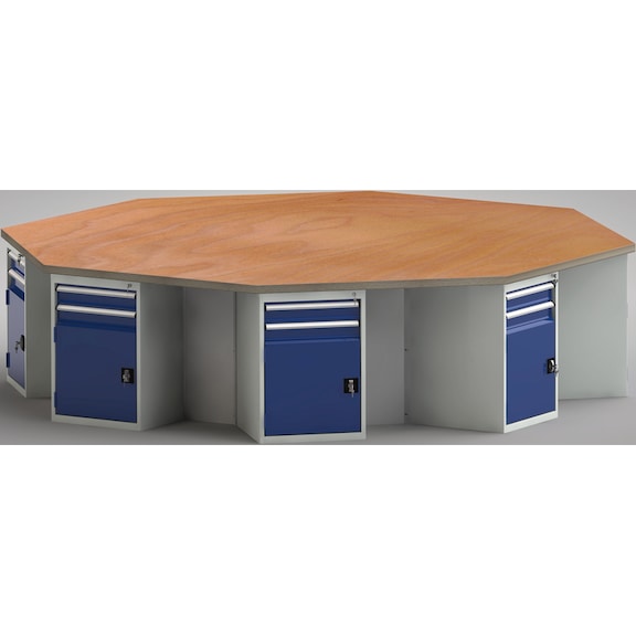 KLW Standard workbench 8-corner 3259x3259x840 with 8 doors and 16 drawers - Workbench