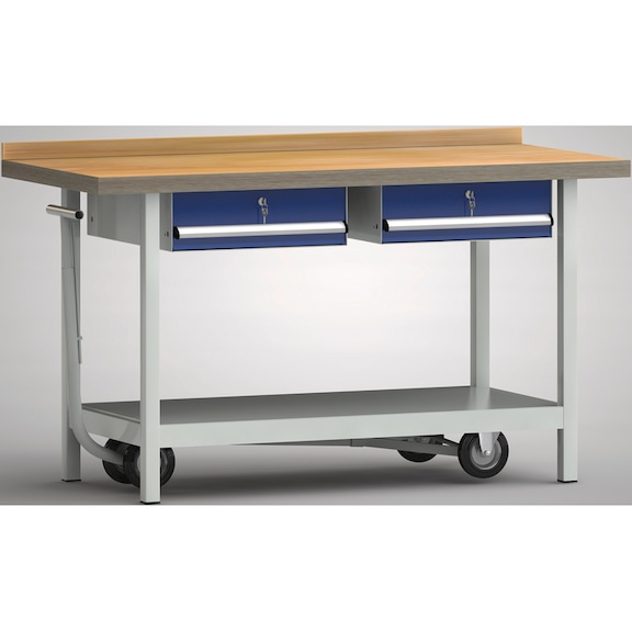 KLW professional workbench mobile with 1 back board, 2 cabinets and 2 drawers - Workbench