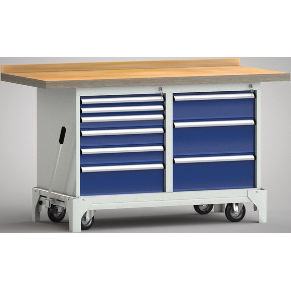 KLW standard workbench mobile with 1 back board, 2 housings and 9 drawers - Workbench