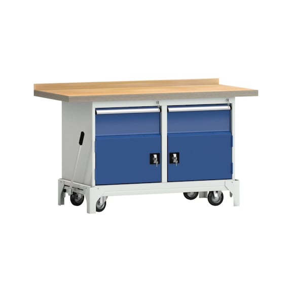 KLW Standard-Werkbank fahrbar 2 Türen und 2 Schubladen WS782N-1500M40-E7053 - Werkbank