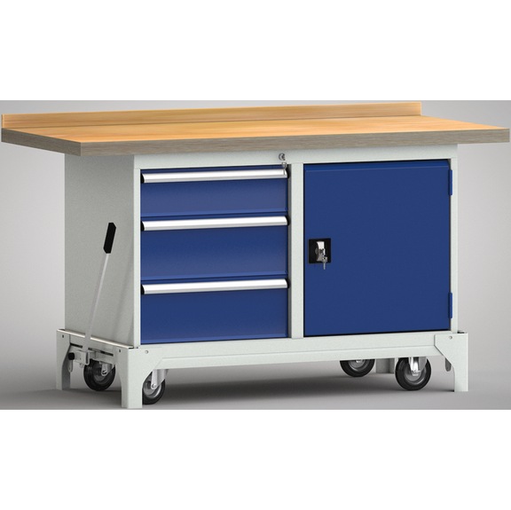 KLW Professional workbench mobile Door and 3 drawers WP782N-1500M45-E7056 - Workbench