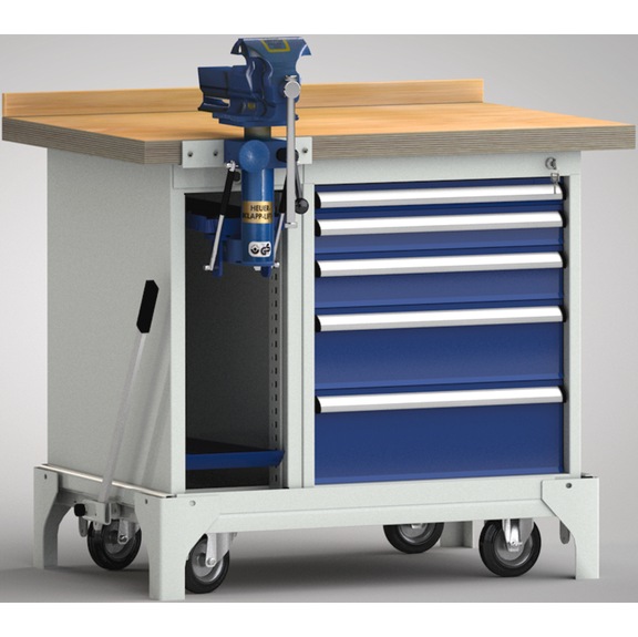 KLW Professional workbench mobile with 2 cabinets and 5 drawers WP795N-1000M45-E7035 - Workbench