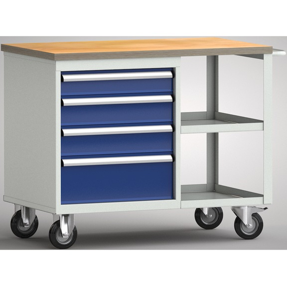 KLW Werkbank 1000x620x830, Buchen-Multiplexplatte 20mm, 1 Gehäuse 4 Schubladen - Werkbank