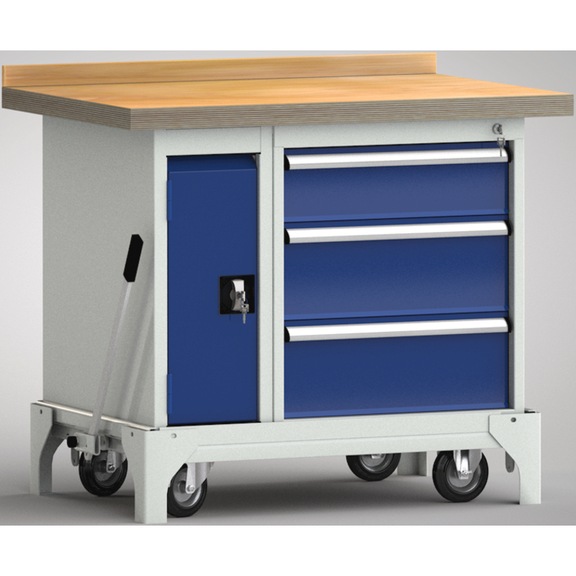 KLW professional workbench mobile with 1 back board, 2 housings and 3 drawers - Workbench