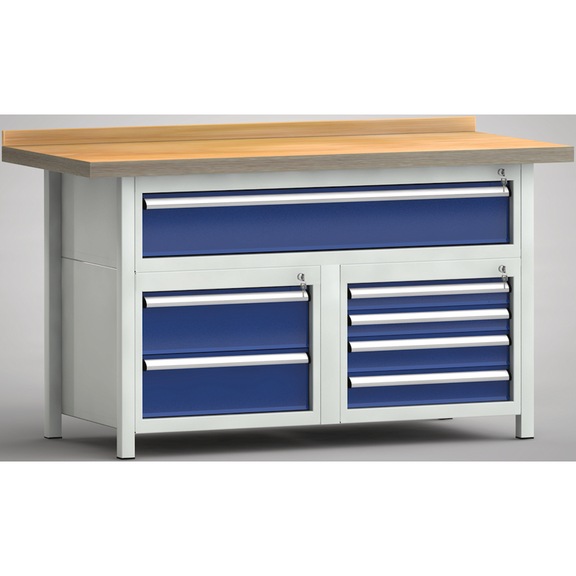KLW Ergo-Standard-Werkbank Gehäuse 7 Schubladen WSK55E-1500M40-E7022 - Werkbank