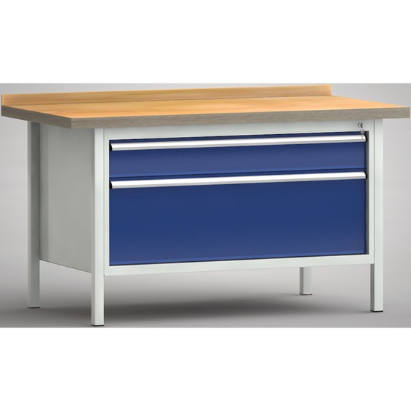 KLW professional workbench 1500x800x905 1 back board, 1 housing 2 drawers - Workbench