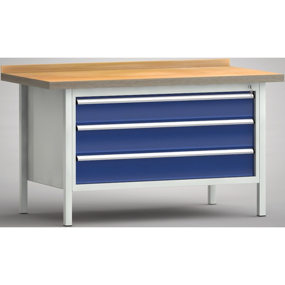 KLW professional workbench 1500x800x905 1 back board, 1 housing 3 drawers - Workbench