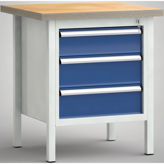 KLW Standard-Werkbank 750x700x840 Gehäuse 3 Schubladen WS052N-0750M40-E1632 - Werkbank