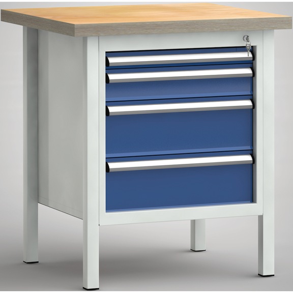 KLW Standard workbench 750x700x840 Housing 4 drawers WS052N-0750M40-E7020 - Workbench