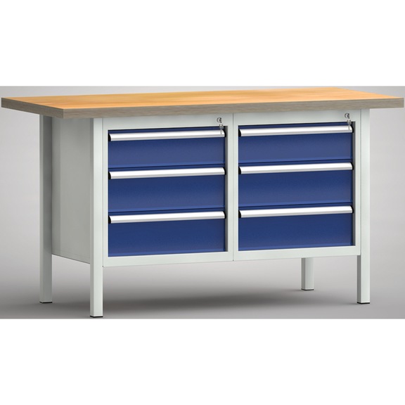 KLW Standard workbench 1500x700x840 mm Housing 6 drawers - Workbench