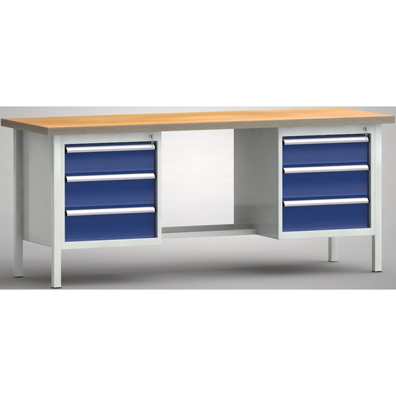 KLW Standard workbench 2000x700x840 Housing 6 drawers WS202N-2000M40-E2002 - Workbench