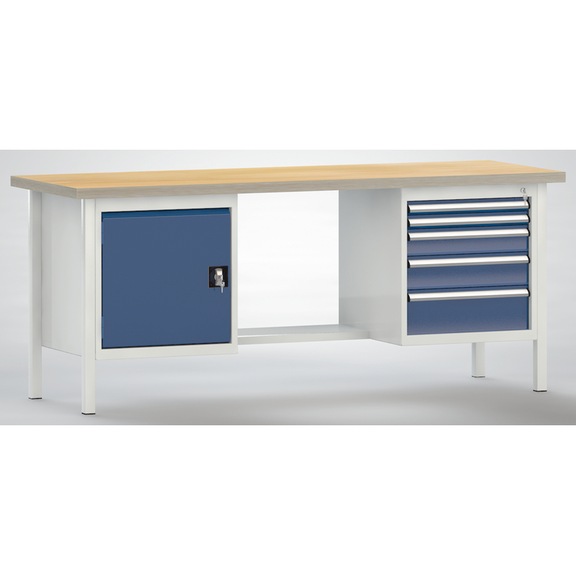 KLW Standard-Werkbank Gehäuse 1 Türe, 5 Schubladen WS202N-2000M40-E2003 - Werkbank
