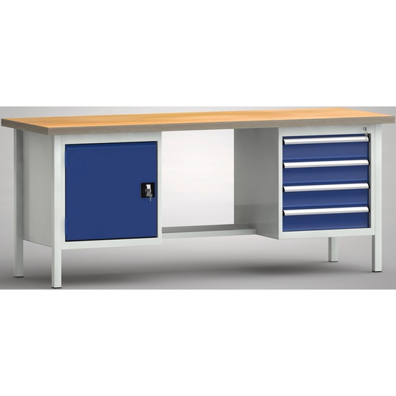 KLW Standard workbench 2000x700x8452 Housing 1 door, 4 drawers - Workbench