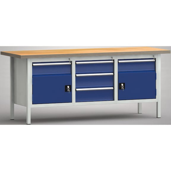 KLW Ergo standard workbench Housing 2 doors, 5 drawers WS247E-2000M40-E7025 - Workbench