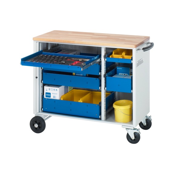 RAU Werkzeugwagen 10460 1025x520x890 mm 6 Schubladen Vollauszug Buche-Top - Werkstattwagen