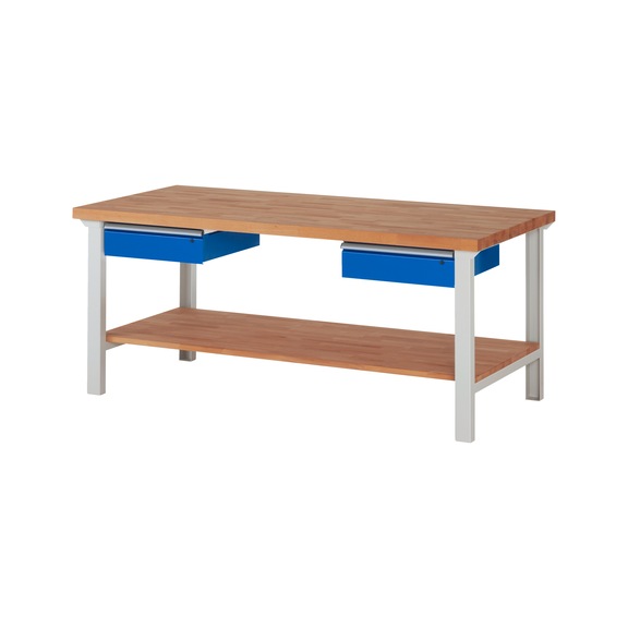 RAU Werkbank 2000x900x840mm 2xSchublade-Teilauszug Serie 7002A7 - Werkbank Serie 7000 Baukastenbauweise