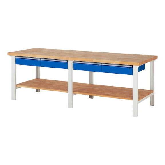 RAU Workbench 2500x900x840mm 4xDrawer Part Pull-out Series 7002A7 - Workbench series 7000