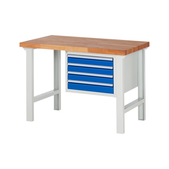 RAU Workbench 1250x700x840mm 4xDrawer Partial Extension Series 7133A1 - Workbench series 7000