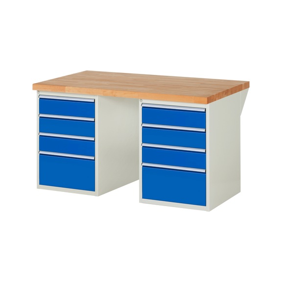 RAU Werkbank 1500x900x840mm 8xSchublade-Teilauszug Serie 7510A3 - Werkbank Serie 7000 Baukastenbauweise