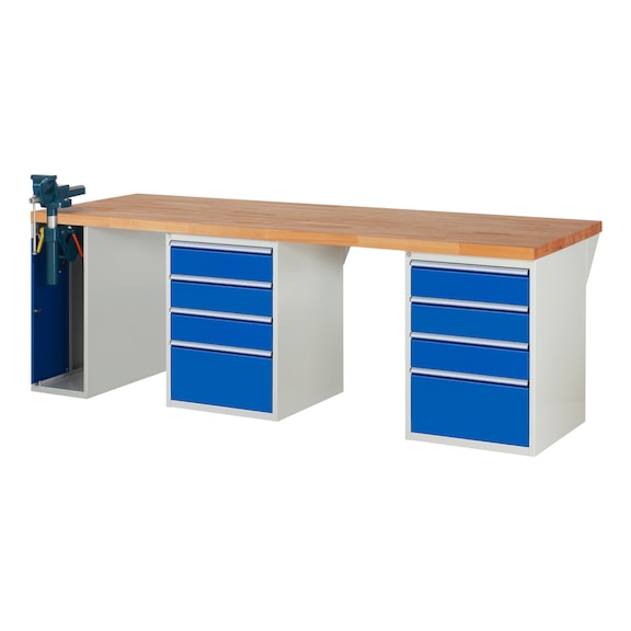 RAU Workbench 2500x900x840mm 8xpartial drawer extension 1xfolding vice lift - Workbench series 7000