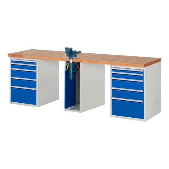 RAU Workbench 2500x700x840mm 10xpartial drawer extension 1xfolding vice lift - Workbench series 7000