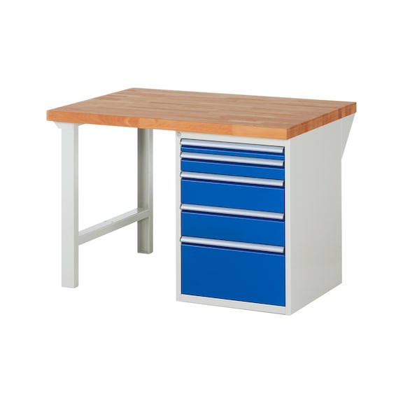 RAU Werkbank 1250x900x840mm 5xSchublade-Teilauszug Serie 7511A1 - Werkbank Serie 7000 Baukastenbauweise