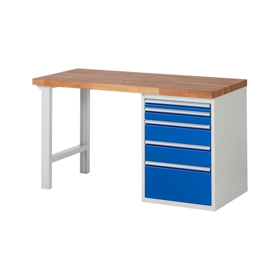RAU Workbench 1500x700x840mm 5xpartial drawer runner Series 7511A1 - Workbench series 7000