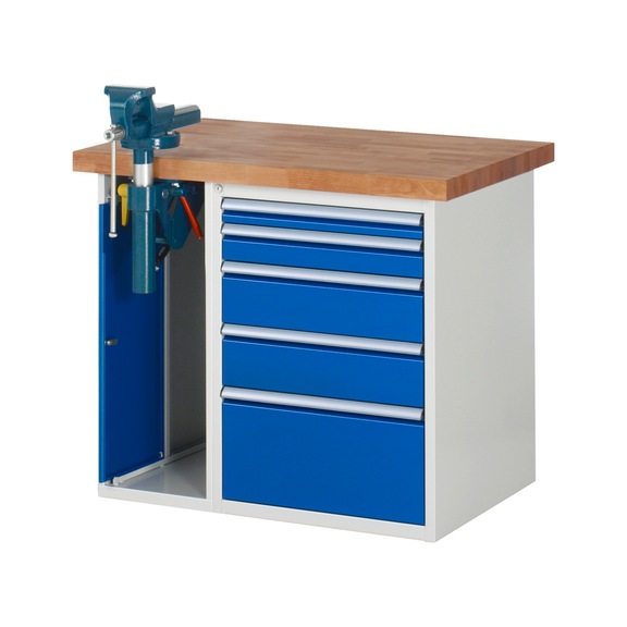 RAU Workbench 1000x700x840mm 5xpartial drawer extension 1xfolding vice lift - Workbench series 7000