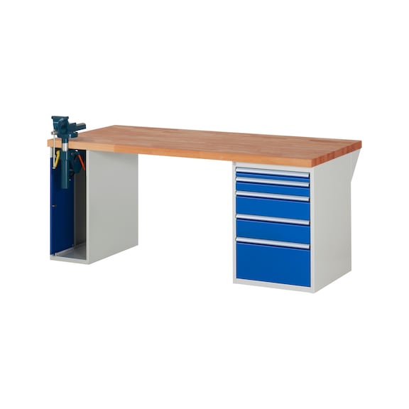 RAU Workbench 2000x900x840mm 5xpartial drawer extension 1xfolding vice lift - Workbench series 7000