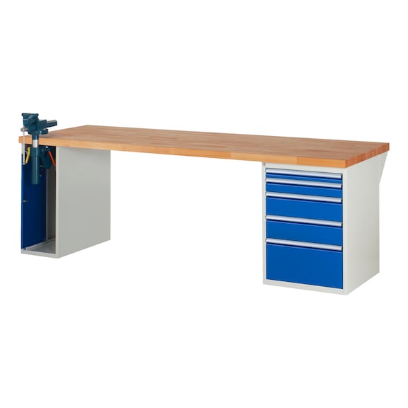 RAU Workbench 2500x900x840mm 5xpartial drawer extension 1xfolding vice lift - Workbench series 7000