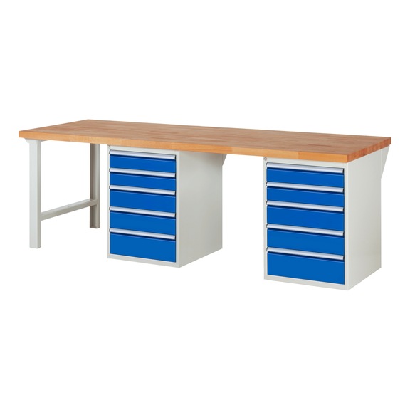 RAU Workbench 2500x900x840mm 10xpartial drawer runner Series 7513A8 - Workbench series 7000