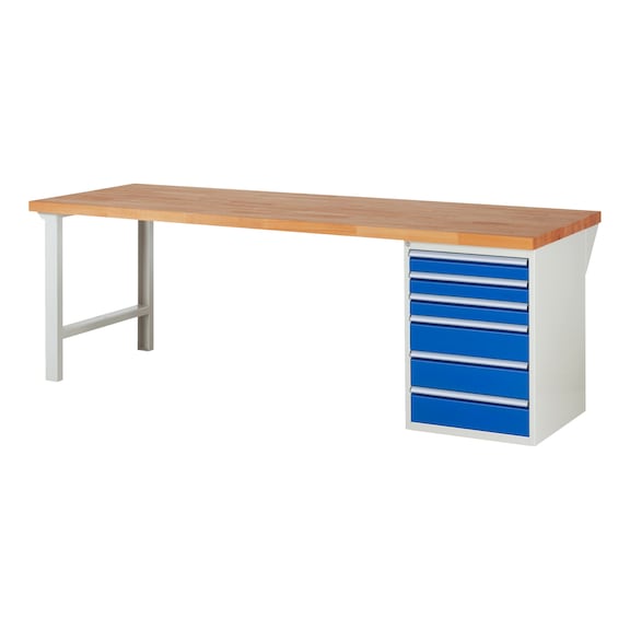 RAU Workbench 2500x900x840mm 6xpartial drawer runner Series 7515A1 - Workbench series 7000