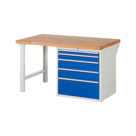 RAU Workbench 1500x900x840mm 5xDrawer Partial Extension Series 7611A1 - Workbench series 7000