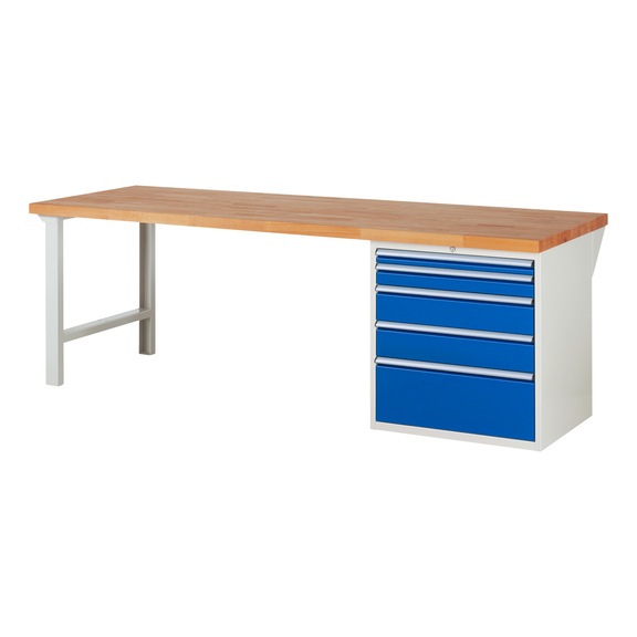 RAU Workbench 2500x900x840mm 5xpartial drawer runner Series 7611A1 - Workbench series 7000